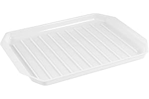 MantraRaj Microwave Bacon & Meat Heating Plate Rack Ribbed to Drain Fat Dishwasher Safe Cooking Breakfast Meat Ribbed for Fat Drain Defrosting Meals Frozen Food