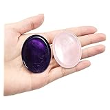 Amethyst Rose Quartz Thumb Worry Stones, Natural Polished Palm Pocket Stones Reiki Chakra Healing Crystals Therapy Gemstone For Anxiety Stress