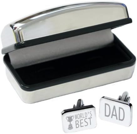 Personalised Cufflinks - World's Best Dad Design, Nickel Plated, Cufflinks For Men, Birthday Gifts, Fathers Day Gifts