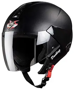 Steelbird SBH-5 7Wings ABS Material Shell Natural Open Face Helmet with Plain Visor (Medium 580 mm, Natural Black)