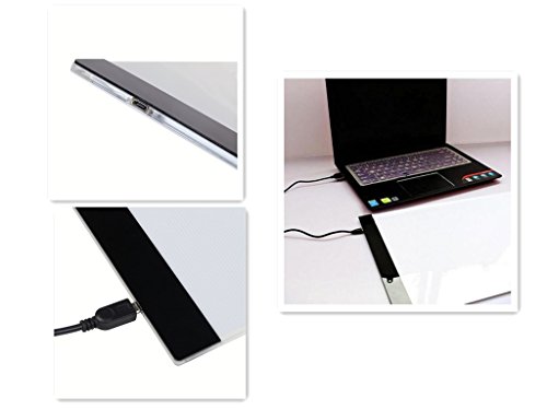 Leuchttisch,REDKINDER A4 5mm schlank Größe Leuchtkasten ,Leuchtbrett für Zeichnen und Abpausen Tattoo Quilting Leuchttisch USB-Lade Cartoon-Skizze Kalligraphie Tattoo Zeichnung - 4