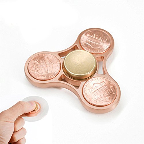 Centrawin Long Spin Time Finger Spinner High Quality Pure Copper Hand Spinner Fidget Stress Reducer Toy with Ceramic Bearing - Pink