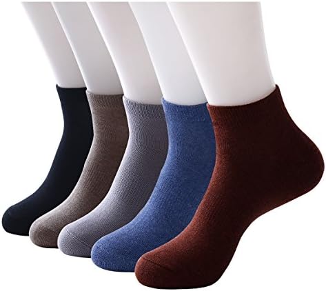 Sweet Nana Men's 5 Pack ComfortBlend Cotton Low Cut Sock with Arch Suport,Athletic Ankle Trainer Boat Crew Casual