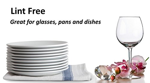 SMARTZ 12er-Set Geschirrtücher supersaugfähig – fusselfrei aus 100per cent Baumwolle 50 X 70 cm weiß mit blauen Streifen und Aufhänger – Vintage Küchenhandtücher Gastronomiequalität - 6