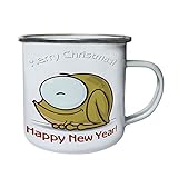 Diseño divertido ¡Feliz Navidad! Sonriendo rana Retro, lata, taza del esmalte 10oz/280ml...
