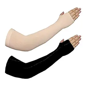 Tex Homz Black and Skin Color Combo Sportwear Protection Arm Sleeves