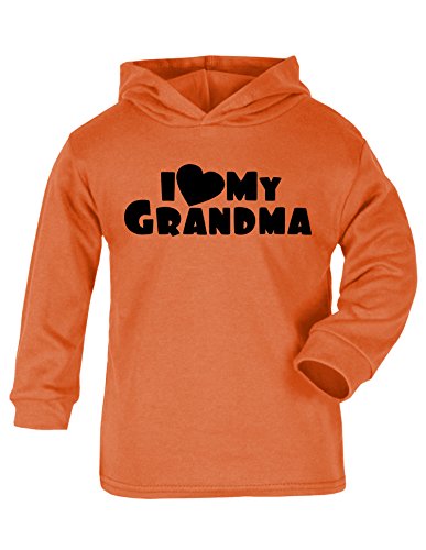 I Love My Grandma (Foo Design) Baby/kids Hoodie Orange & Black 0 - 3 Months