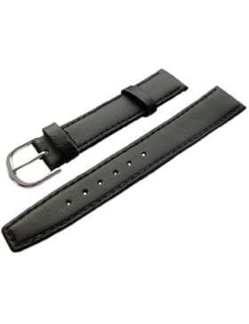 16mm XL KALB LEDER UHRENARMBAND UHRBAND UHRENBAND UHRENARMBÄNDER UHRARMBAND WATCH STRAP SCHWARZ SILBERSCHLIEßE...