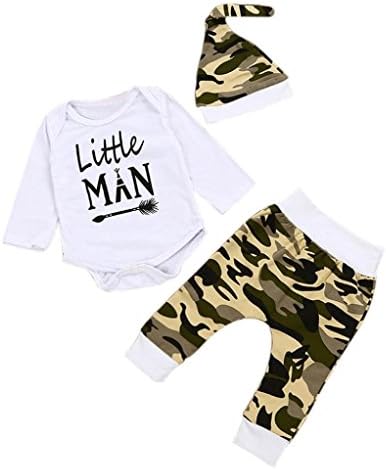Hahuha Newborn Baby Boys Outfits Clothes Romper Tops+Camouflage Long Pants+Hat (18-24 Months)