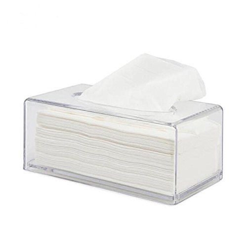 MruiksClear Acrylic Facial Tissue Holder Box,Rectangle Plastic Napkin Rings for Tables for Bathroom,Homer, Kitchen and Office RoomATB009