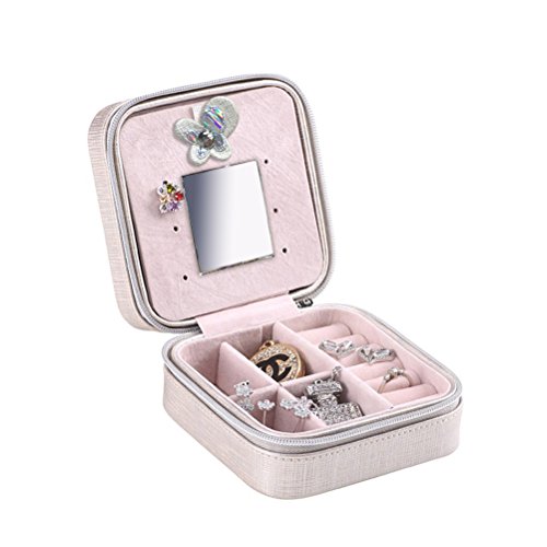 ROSENICE Schmuckkasten Schmuckkoffer Kunstleder Schmuck Box Organizer (Silber) - 4