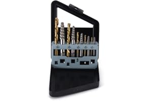 VERGILSON 10PCS Screw Extractor, Left Hand Drill Bit Set, Easy Out Bolt Extractor with Metal Index Case, Alloy Spiral Flute Drill Bits For Pull out Stripped or Damaged Screws (Black)