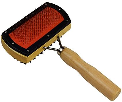 NaturasanHeavy Duty Sheepskin/Lambskin Rug Brush, Deshedding Tool & Pet Grooming Brush for Cats & Dogs