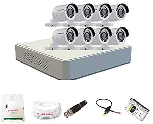 HIKVISION 1080P, 720P Full HD Channel DVR and Bullet CCTV Camera with Speedlink Cable and Power Supply Surveillance Kit, White