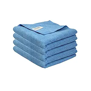 Clickbic Microfiber Car Cleaning Cloth 40x30 cm 280 GSM Blue 4 pc | Super Soft, Comfortable, Quick Drying & Ultra Absorbent