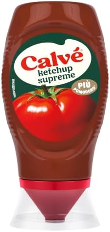 Calvé Ketchup Più Pomodoro, Formato 250 ml Top Down, Ketchup con +13% di Concentrato di Pomodoro per un Gusto Intenso, Naturale e Autentico, Pensato per Burger, Patatine e Piatti Quotidiani