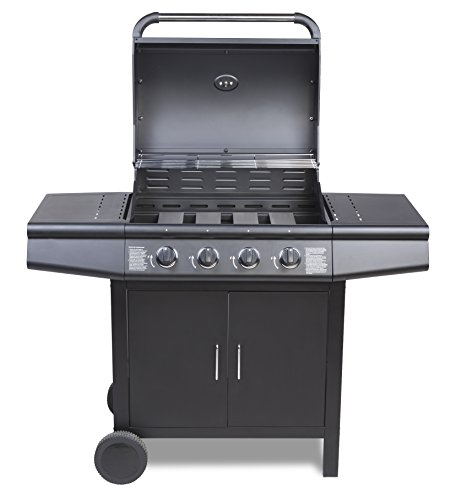 TAINO® Gasgrill BBQ Grill-Wagen 4 Edelstahl-Brenner TÜV Gasbrenner Farbe Schwarz - 3