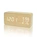 Produktbild FiBiSonic LED Holz Wecker Modern Tischuhr Klein Standuhr Datum/Temperatur/Feuchtigkeit Anzeige Digital Wecker Bambus