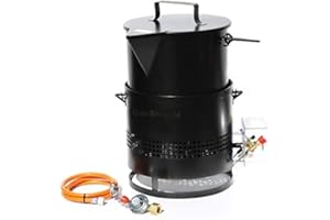 GAS-SHOP-24 Bitumenkocher Hockerkocher - Gaskocher 8 KW + Masseeimer 15 L Gasschlauch u. Druckminderer + SBS Kocher Asphaltkocher f Vergussmasse