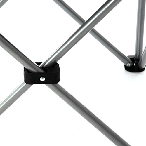 Nexos Campingstuhl Faltstuhl grau schwarz mit Armlehne Getränkehalter Angelstuhl bis 150 kg Tragetasche Polyester Stahlrohr Accessoires-Netz stabil wasserabweisend 90x47x47 cm – Bild 6