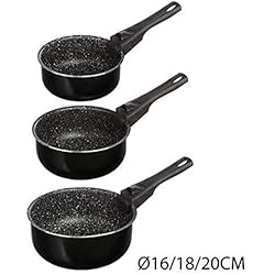 JJA 135112 Set 3 CASSEROLES 16/18/20CM Pierre + POIGNEES Amovibles, Autre