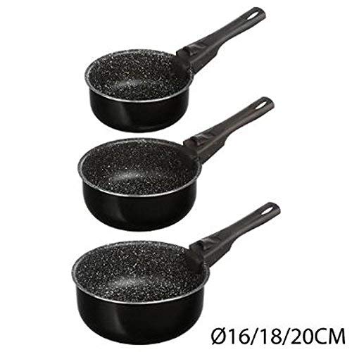 JJA 135112 Set 3 CASSEROLES 16/18/20CM Pierre + POIGNEES Amovibles, Autre