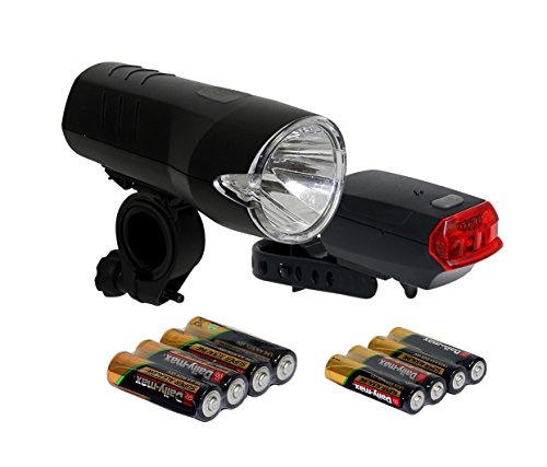 Büchel Batterieleuchtenset 15 LUX LED Rücklicht StVZO zugelassen für alle Fahrräder, Schwarz, 51125357