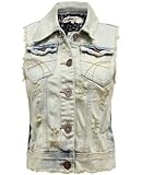 PARADIS COUTURE LADIES BODYWARMER RIPPED DENIM GILET JACKET COAT SIZES 8-14