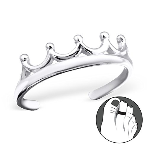 Sterling Silver Crown Adjustable Stacking Midi Ring Toe Knuckle