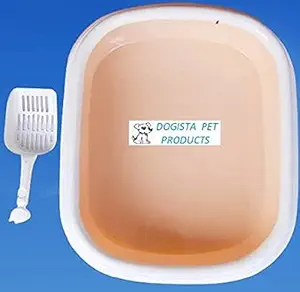 DOGISTA Cat Litter Tray with Free Scooper Suitable for All Cat Breeds & Kittens ( Color May Vary)