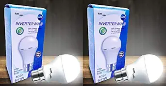 CLASS WELL B22 9-Watt Rechargeable Emergency Inverter LED Bulb - White (Combo of 02)
