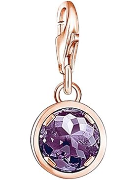 Thomas Sabo Damen-Charm Anhänger rund 925 Sterling Silber rosegold mit Stein
