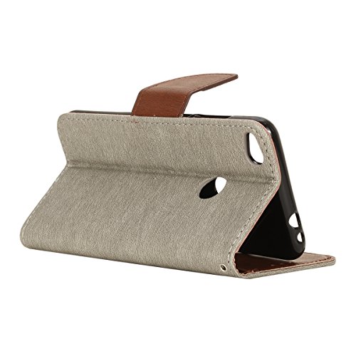 Huawei P8 Lite 2017 Lederhülle,Huawei P8 Lite 2017 Brieftasche,JAWSEU Vintage Retro Grau Braun Magnetverschluss Bookstyle Lanyard/Strap Kunstleder PU Leder Brieftasche Hülle Wallet Case Flip Cover Hüllen Etui Silikon Back Rückseite Cover mit [Ständerfunktion] und [Kartenfächer]für Huawei P8 Lite 2017+1xSchwarz Glitzer Bling Eingabestift-Grau Braun - 4