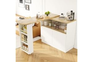 KUAKE Moderno tavolo allungabile, da bar e bistrot, girevole a 360°, per sala da pranzo e cucina (bianco, 90 x 45 x 100 cm)