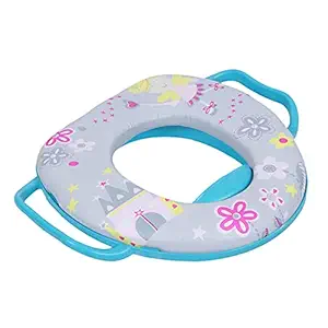 RUBELA Portable Plastic Baby/Infant/Kids Printed Soft Padding Potty Training Toilet Lavatory Seat with Handles Multicolor - Upto 3 Years