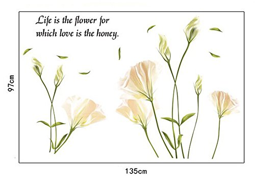 SMART LEGEND Wandsticker Wandtattoo Größe: 60cm*90cm Home Dekoration Aufkleber Wohnzimmer Zuhause Dekoration Lilie Blumen frisch - 5