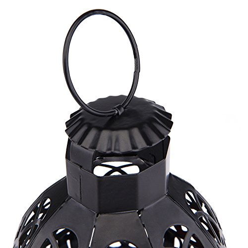Marokkanischen Stil Matte Black Gusseisen Handgefertigte Octagonal Kerze Laterne mit Multicolor Strukturglas , Dekoration für Wohnzimmer, Balkon, Terrasse, Veranda und Garten - 6