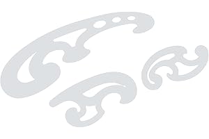 Liquidraw, Lot de 3 curvilines transparentes et oranges pour dessin technique, pochoirs et modèles, courbes (transparent)