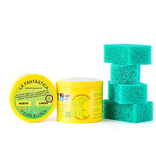 Fantástica Piedra Blanca 2 Botes Original (Arcilla Blanca) 900Gr + 4 Esponjas de Regalo