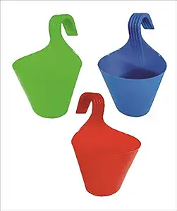 Asian Aura Plastic Vertical Hook Hanging Planter LBH 9.5 x 18 x 21.6 Pack of 3
