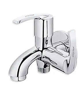 Plantex Brass Aqua 2 Way Bib Cock/Chrome Plated Bathroom Tap/Quarter Turn Tap/Form Flow Tap (AQ-1407)