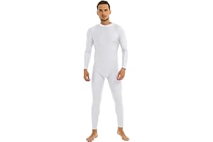 inlzdz Unitard Body Homme Adulte Sexy Catsuit à Manches Longues Maillots de Corps à Col Ras du Cou Combinaison de Sport Bodysuit Jumpsuit Costume Cosplay M-2XL