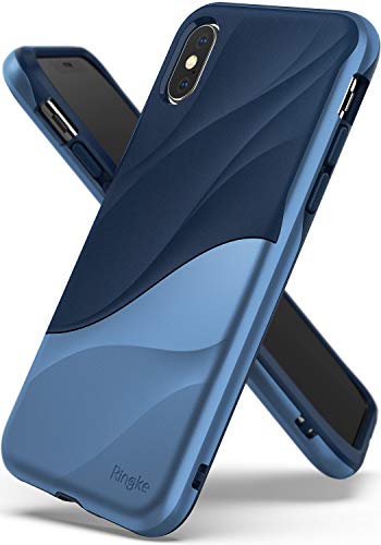 Ringke WAVE Custodia Compatibile con Apple iPhone XS, Salvaguardia Dello Strato TPU interno Morbido, Custodia Rigida per PC Pesante Assorbimento Design Fluente del Movimento Cover iPhone XS 5.8' 2018 - Coastal Blue