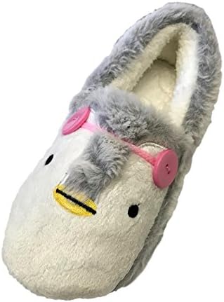 Character Novelty Womens Ladies Girls Childrens Kids Fun Animal Soft Comfortable Padded Warm Plush Funny Big Slippers with Grip Sole Penguin Fluffy Indoor Shoes Size 8-5 (UK 4/5, Grey Penguin)