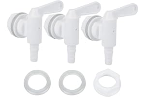 ‎JENNGAOO 3 Stück Kunststoff Wasserhahn, Weiß Bierbrau Eimer Hahn Fass Auslaufhahn mit Zubehör Getränkespender zum Ausgeben von Tee Wein Wasser Säften