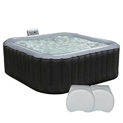Happy Garden Pack spa carré gonflable ALPINE 4 places anthracite + 2 appuie-tête