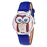 Suitray Damen Uhren,Süß Eulendruck Frauen Armbanduhr Analoge Quarzuhr Freizeit Uhr Geschenk,Runde Zifferblattgehäuse Lederband Uhren