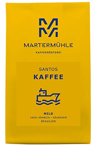 Martermühle | Kaffee Santos (1kg) | Ganze Bohnen | Premium Kaffeebohnen aus Brasilien | Schonend geröstet | Kaffee säurearm | 100% Arabica