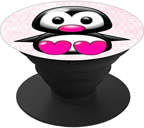 Multi-Function Pop Out Phone Grip and Stand, Socket Mobile Holder for your Phone &amp; Tablet - cute pink penguin