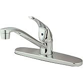 Kingston Brass KB5710 Chatham Tek Kollu Saplı Mutfak Musluğu, P&uuml;sk&uuml;rt&uuml;c&uuml;s&uuml;z, 20 cm, Cilalı Krom